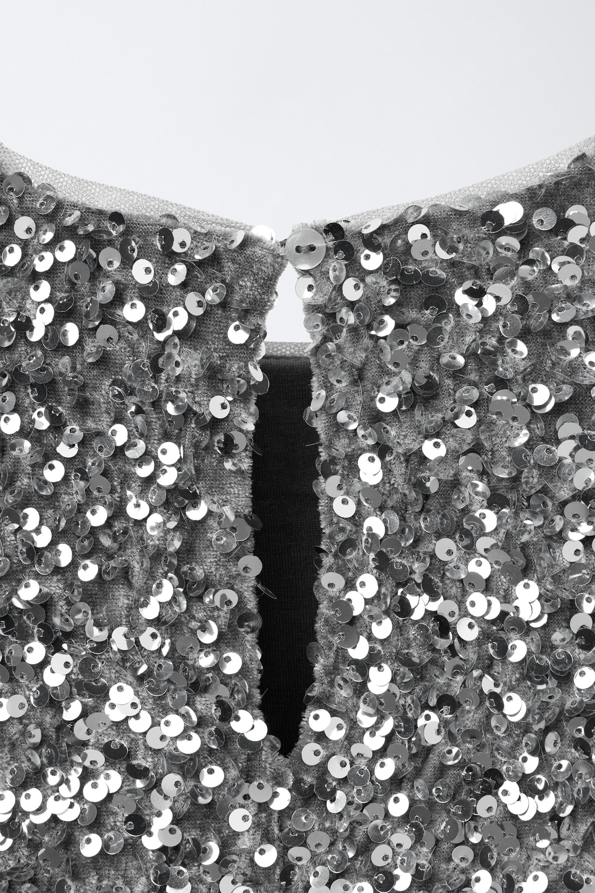 RUFFLED SEQUIN DRESS